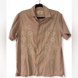 Folk Men's Pale Pink Floral Embroidered Shirt